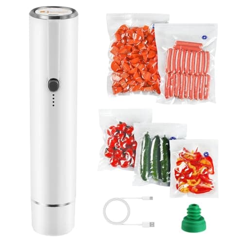 Vacuum Sealer, Handheld Vacuum Sealer for Food Fresh & Save with 5PCS Vacuum Bags and Wine Saver Vacuum Stoppers