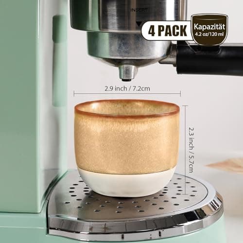 INGOFIN Ceramic Espresso Cup Set - Espresso Cup Set for Coffee and Tea, Espresso Accessories for Espresso Machine, Coffee Mug for Cafe, and Restaurant, Pack of 4, Brown, Microwave & Freezer Safe 2