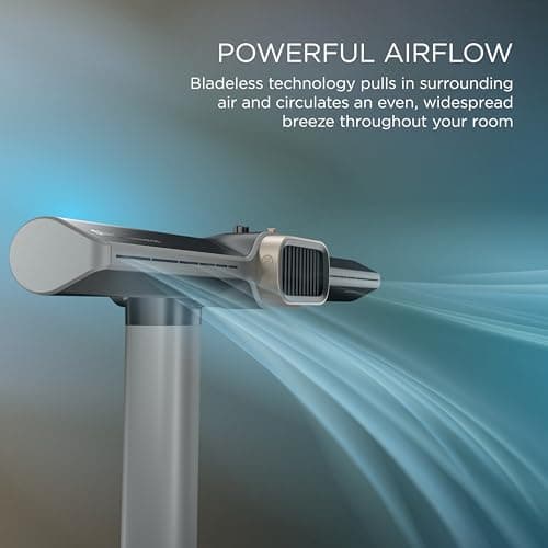 Shark TurboBlade Cool + Heat – 2-in-1 Bladeless Tower Fan & Space Heater for Customizable Year-Round Indoor Use, Bedroom, Living Room, & Office | Powerful Cooling + Rapid Room Heating, Charcoal, TH202 5