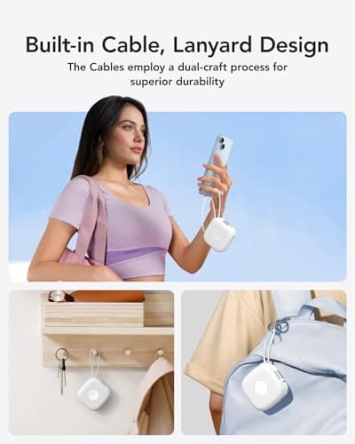 charmast 10000mAh Magnetic Portable Charger, 20W Wireless Power Bank Fast Charging, Travel Battery Pack with Built-in Cables for Apple Watch Ultra/11/10/9/8/7/6/SE and iPhone 17/16/15/14/13/12 7