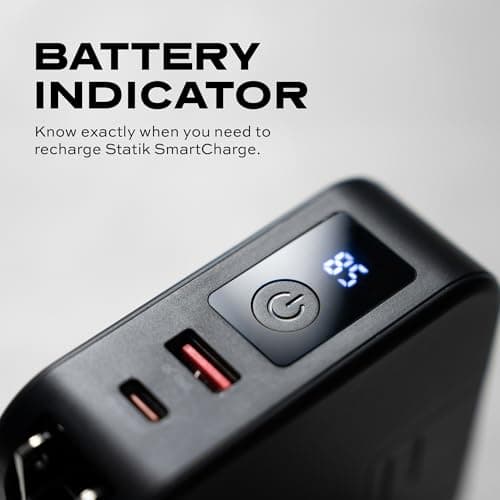 Statik SmartCharge 5-in-1 Travel Power Bank with Wall Plug & Built in USB C Cables, 10000mAh International Travel Charger & European Portable Charger, Compatible with iPhone, iPad & Samsung 8