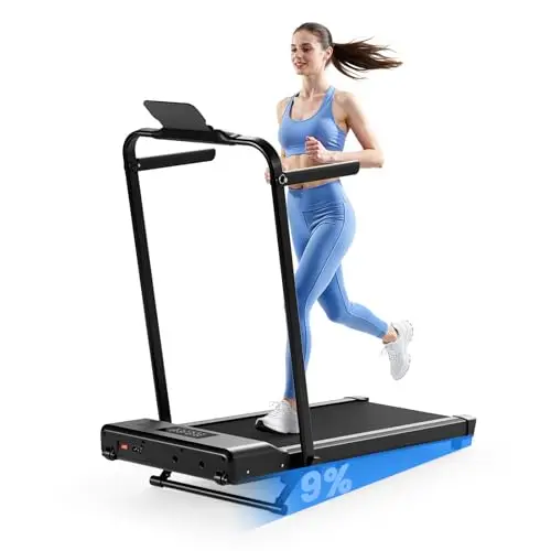 Superun Walking Pad Treadmill with Incline and Handle Bar, 3.0 HP Foldable Treadmills 300LBS Capacity Folding Walking Pad 3 in 1 Under Desk Treadmill Remote Control with APP