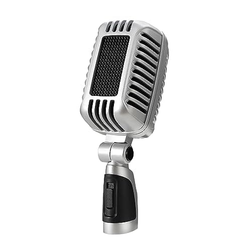 CAROL CLM-101 Professional Vintage Wired Microphone – Dynamic Supercardioid with Dual Microphone-Capsules for Singing, Karaoke, and Stage, Includes Mic, Storage Bag & Switch(Cable Not Included) -Black