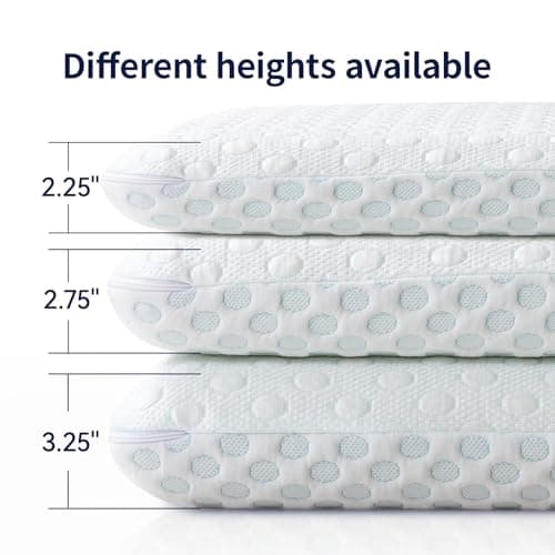 Hcore Ultra Thin Pillow 2.75" Stomach Sleeping, Slim Pillow for Side Back Stomach Sleepers, Gel Infused Memory Foam Pillow with Two-Sided Pillows - CertiPUR-US - Standard 6