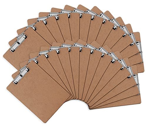 Clipboards, PANDRI 26 Pack Hardboard Office Clipboards, Low Profile Clip, Clip Boards 8.5x11 Standard Letter Size, Classroom Supplies, ECO Friendly