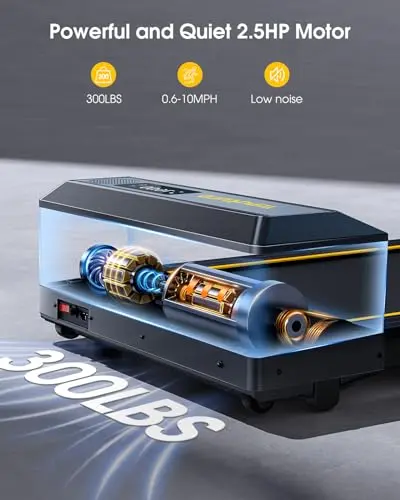 TOPUTURE 2 in 1 Folding Treadmill, 2.5HP Under Desk Treadmill Portable Walking Pad Treadmills for Home Office with Dual LED Display, Large Running Area, App & Bluetooth Speaker, 0.6-10MPH 7