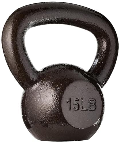 Amazon Basics Cast Iron Kettlebell for Strength Training, 15 Pounds, Black, Wide Handle