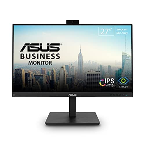 ASUS 27” 1080P Video Conference Monitor (BE279QSK) - Full HD, IPS, Built-in Adjustable 2MP Webcam, Mic Array, Speakers, Eye Care, Wall Mountable, Frameless, HDMI, DisplayPort, VGA, Height Adjustable