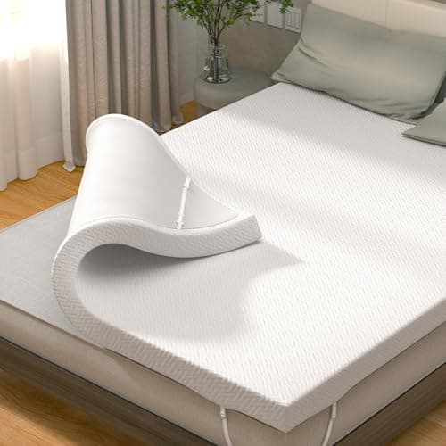 Miereirl 3 Inch Memory Foam Mattress Topper Cooling Gel Topper Infused High Density Queen Topper for Pressure Relief with Removable Breathable Soft Cover CertiPUR-US Certified, Ventilated Design