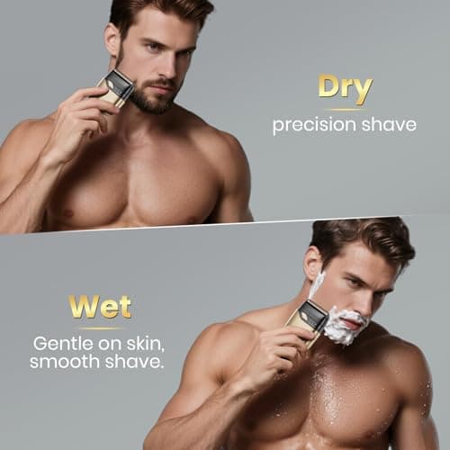 Ufree Electric Razor for Men, Foil Shaver with 2 Foil Heads, IPX7 Waterproof Electric Shaver, Wet Dry Cordless Razor, Chargeable&Portable Shavers for Men, Gold 8