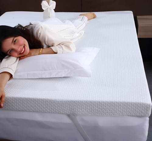 DYMGFZD Twin XL Mattress Topper, Mattress Topper Twin XL 3 Inch High Density Memory Foam Mattress Pad Comfort Cooling, Bed Topper with Removable Cover, 4 Elastic Straps White, CertiPUR-US Certified