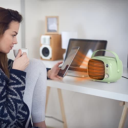 Coolfor Space Heater, Fast Heating Desk Heater with Temperature Control, 800W/500W Safe and Quiet Ceramic Heating Fan for Home Bedroom Office Desk Indoor Use(Green) 7
