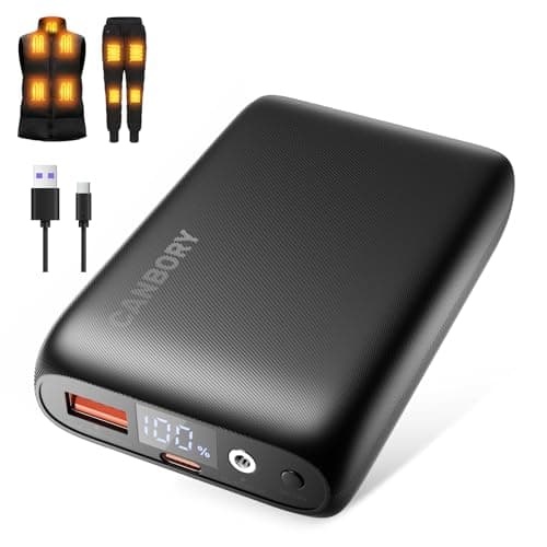 CANBORY 7.4v 16000mah Heated Vest Battery Pack for Wide Range of Heated Clothing, 7.4V/5V Rechargeable Power Bank USB/Type-C/DC Output for Heated Vest Jacket with LED Display