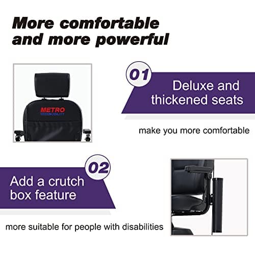 Metro Mobility - 2026 New 4 Wheel Outdoor Mobility Scooter - Adult Mobility Scooter 300 lbs Foldable - Battery - 12V20AH*2pcs, Max Range 16 Miles (Purple) 6