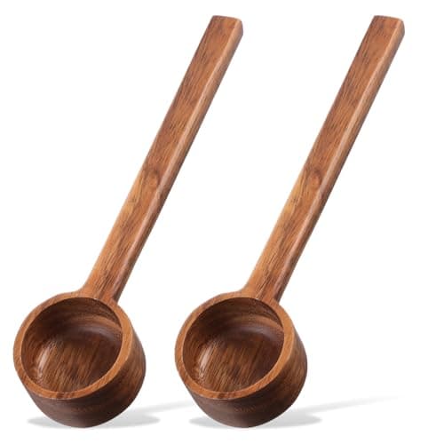 2 Pcs Coffee Scoop 8 in Long Handle Wooden Measuring Spoons Tablespoon Ground Coffee Scoop Long Wooden Scoops for Canisters Deep Jars Kitchen Tools Utensils Cooking Mixing Stirrer