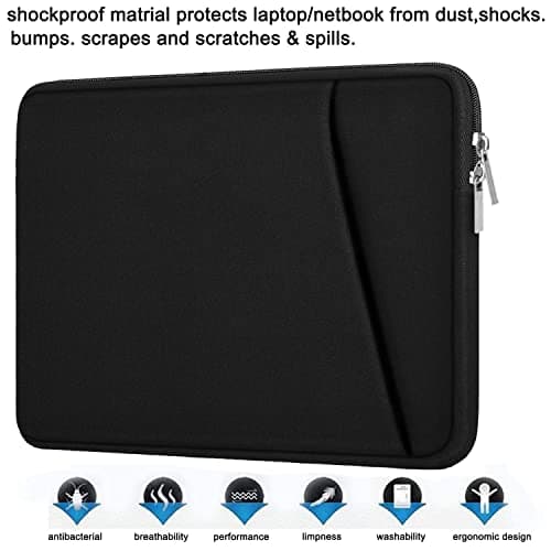 Laptop Sleeve, Durable Briefcase Shockproof Protective Case, Handbags Portable Laptop Bag for 15.6 inch HP Dell Asus Lenovo Notebook Computer with Front Pocket, Black 6