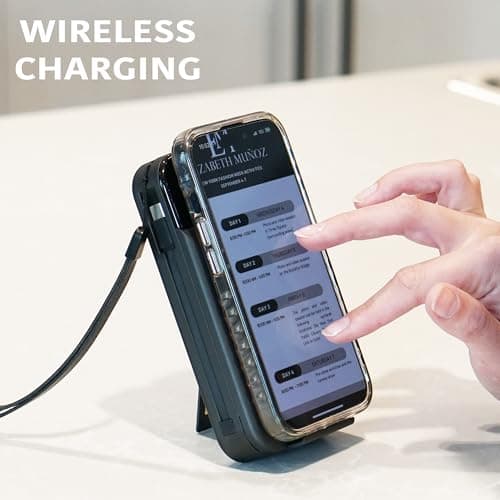 Limitless Innovations Ultimate Pro 15,000mAh Portable Power Bank PD 20W with Built-in Cables, Wireless Charging, Flashlight, Wall Plug, & Digital Display, for iPhone, Samsung, & More (Black Metallic) 7