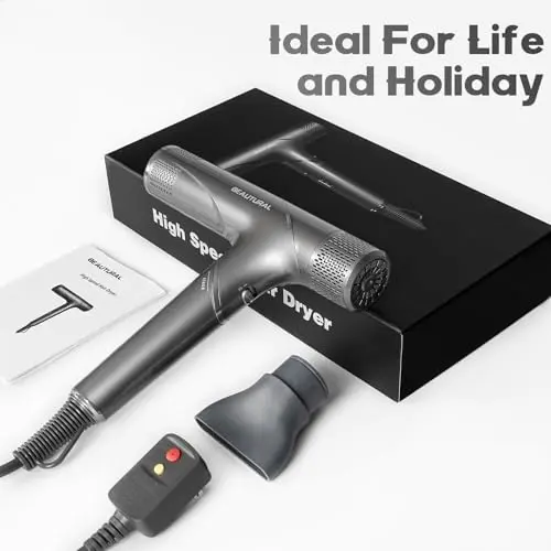 BEAUTURAL Hair Dryer, 1600W High-Speed Foldable Travel Blow Dryer, 110,000 RPM Brushless Motor Million Ionic for Fast Drying & Frizz Control, 3 Temps & 3 Speeds, Dual Voltage for Worldwide Use 7