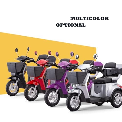 SKRT Large 3 Wheels Mobility Scooter, Electric Heavy Duty Wheelchair(XW-E07), 400 LBS Capacity for Seniors & Adults, 3-Gears Speeds, 2 Storage Baskets, Seat Extension, No Assemble Required (Silver) 7