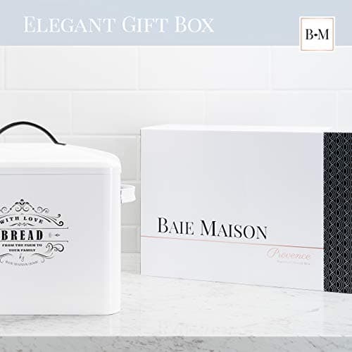 Extra Large White Farmhouse Bread Box for Kitchen Countertop - Holds 2+ Loaves for All Your Bread Storage - Bread Container Counter Organizer to Suit Farmhouse Kitchen Decor, Vintage Kitchen, Rustic 6