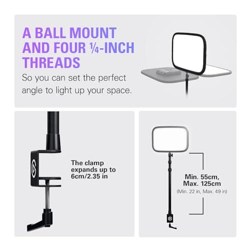 Elgato Key Light - Professional 2800 lumens Studio Light with Desk clamp for Streaming, Recording and Video Conferencing, Temperature and Brightness app-Adjustable on Mac, PC, iOS, Android 5