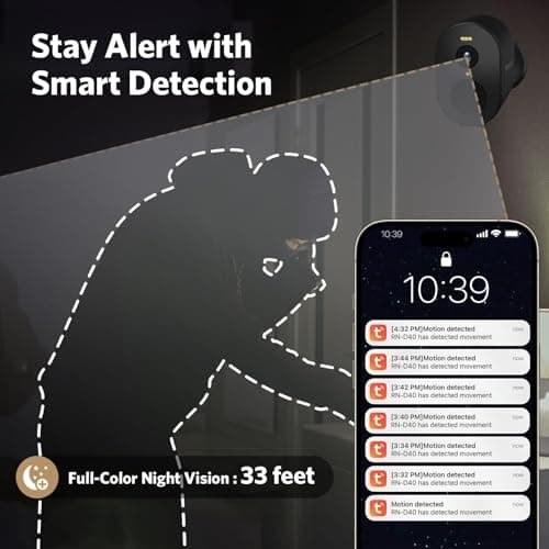 TENVIS Security Camera Wireless, 2K 4MP HD Surveillance Camera for Home/Outdoor, 2.4G WiFi, 33ft Color Night Vision, IP65 Weatherproof, 2-Way Voice, Perfect for Yard & Driveway (2 Pack) Black 5