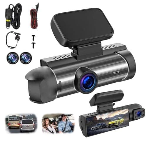 2025 New 64g Enesy Car Dash Cam, 1080p Enesy Front and Rear Dash Camera, 24-Hour Night Vision and HDR, Loop Recording and Motion Detection (Black Front of car + Behind of car)
