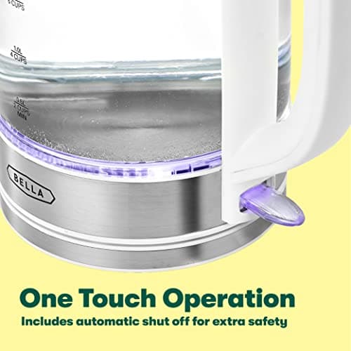 bella Electric Kettle and Water Boiler, 1.7L - Cordless Clear Glass LED Color Changing Portable Tea Pot with Auto Shut Off & Boil Dry Protection, White 8