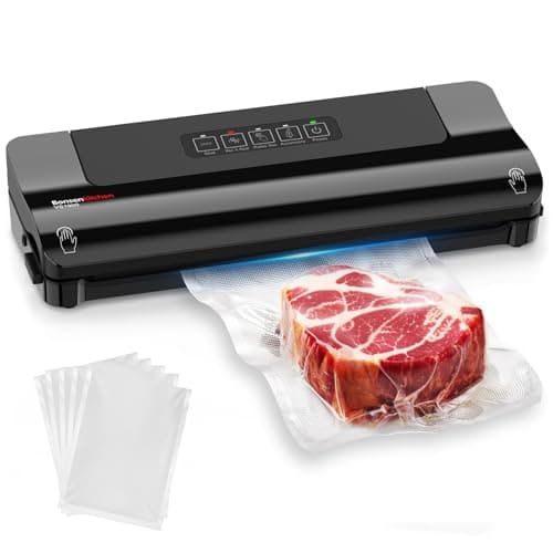 Bonsenkitchen Vacuum Sealer, Multi-Functional Food Sealer with 5 Vacuum Bags, Fast-Compact Design,External Vacuum System & Accessory Tube, Black