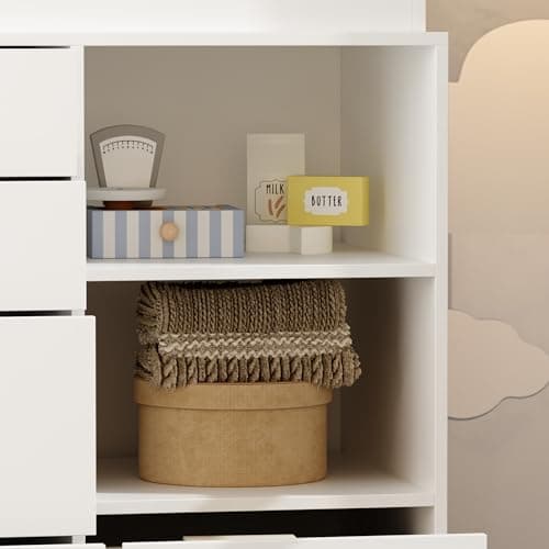 ROMSHINE Nursery Dresser with Baby Changing Table, Diaper Changing Tables for Nursery with 5 Drawers & Shelves, Changing Station Nursery Organizer for Bedroom, White (47.6" W x 19.7" D x 36.1" H) 6
