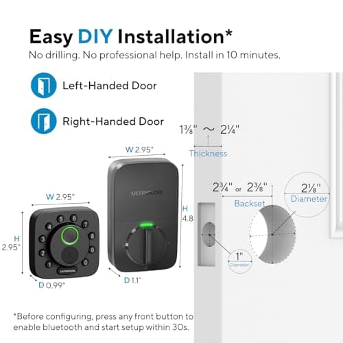 ULTRALOQ Bolt SE Smart Lock, Built-in Wi-Fi, Matter Over Thread, Works with Apple Home, Alexa, Google, 7-in-1 Keyless Entry Deadbolt with Fingerprint ID, App, Keypad, Remote Control, 18 Months Battery 9