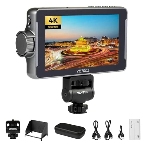 VILTROX DC-550 PRO Touchscreen Camera Video Monitor, 5.5 Inch 1200nits 4K HDMI in/Out Video Field Monitor Kit with Battery - On-Camera Touchscreen Monitor, 3D LUT, 1920X1080