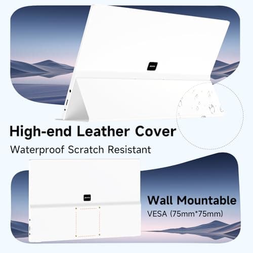 AYY Portable Monitor 15.6inch 1080P FHD - USB-C/HDMI Computer Display, HDR IPS Gaming Monitor Compatible with Laptop PC MAC Phone PS4 Xbox Switch, w/Smart Cover, Dual Speakers - White 6