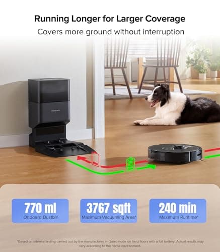 roborock Q5 Max+ Robot Vacuum with Self-Empty Dock, Upgraded from Q5+, 5500 Pa Suction, DuoRoller Brush, Hands-Free Cleaning for up to 7 Weeks, PreciSense LiDAR Navigation, App & Voice Control 5