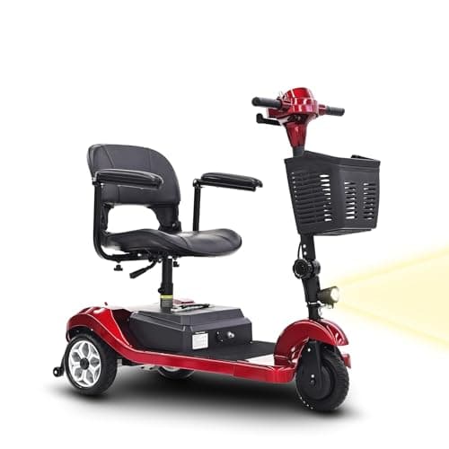RKRYL Mobility Scooter for Seniors - 3 Wheels Mobility, 15Miles Long Range, Compact Heavy Duty Mobile for Travel, Adults, Elderly, Removable Battery, with Headlight, Charger & Basket
