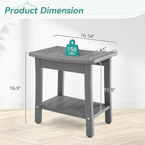 Homenjoy HDPE Shower Bench Stool, Waterproof Shower Seat for Inside Shower, Shower Stools for Shaving Legs with Storage Shelf for Bathroom, Gray 6