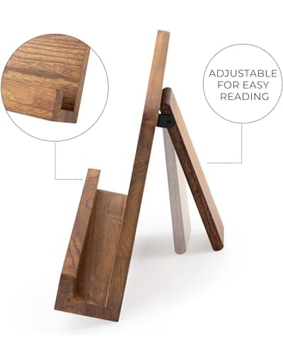 Beautiful Cookbook Stand for Your Kitchen Counter - Solid Wood Stand Easily Keeps Cook or Recipe Books Open for Convenient Cooking - Perfectly Fits Your iPad/Tablet and Enhances Any Kitchen Decor 6