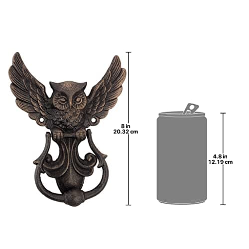 Design Toscano Mystical Owl Vintage Style Door Knocker, 6 inches wide, 8 inches tall, Cast Iron, Antique Gold Finish 5