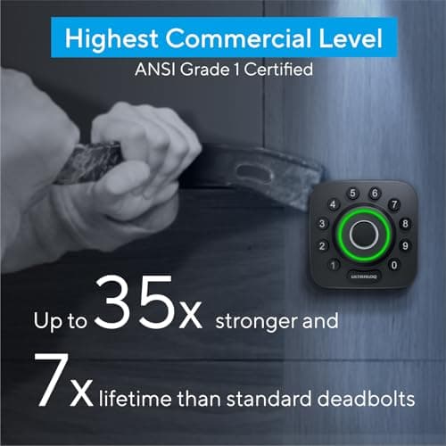 ULTRALOQ U-Bolt Pro WiFi Smart Lock with Door Sensor, 8-in-1 Keyless Entry Door Lock with Fingerprint ID, App Remote Control, Built-in WiFi Keypad Deadbolt, Auto Unlock, IP65 Waterproof, Easy Install 8