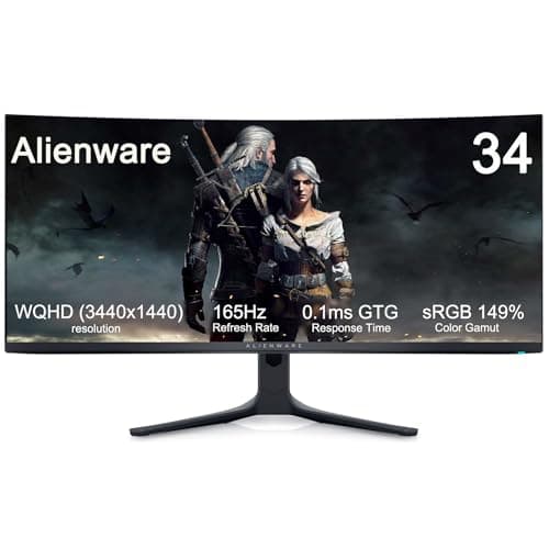 Dell Alienware 34 Curved QD-OLED Gaming Monitor - 34.18" WQHD (3440x1440) 21:9-165Hz - 0.1ms GTG - 1800R - DCI-P3 99.3% - sRGB 149% - AMD FreeSync Premium Pro - VESA AdaptiveSync Display