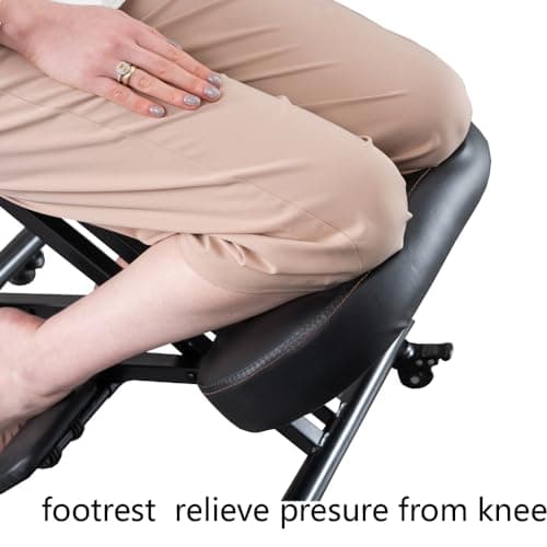 Kneeling Chair with Back Support Ergonomic for Office,Adjustable Stool with Angled Seat for Better Posture,Thick Comfortable Cushions,Black 5