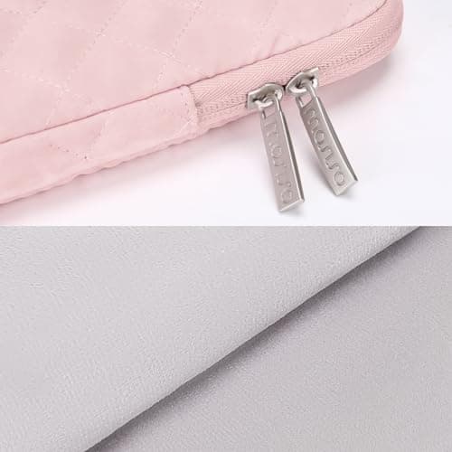 MOSISO Laptop Case 13.3 inch, 13-13.3 inch Laptop Sleeve Compatible with MacBook Air/Pro 13 / Pro 14, HP Dell Acer ASUS Lenovo,Square Quilted Vertical Computer Bag with Pocket&Small Case, Chalk Pink 5