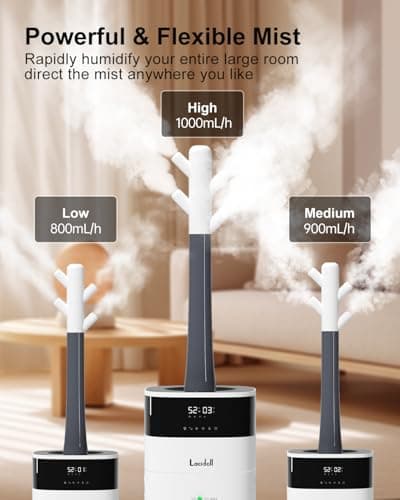 LACIDOLL Cool and Warm Mist Humidifier Large Room, 5.3Gal/20L Humidifiers for Home 2500 sq ft, Air Humidifiers for Bedroom with Diffuser&Extended Tube, Whole House Humidifiers for Nursery Baby Plants 5
