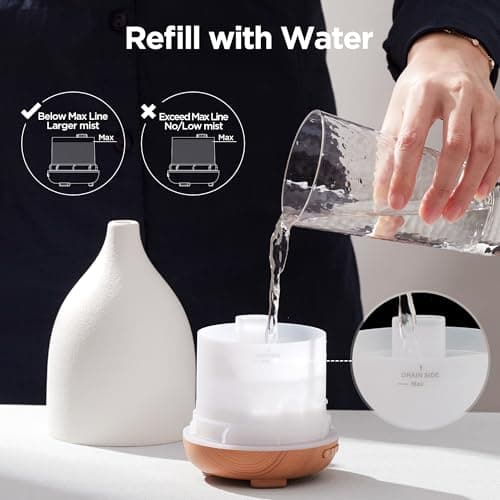InnoGear Oil Diffuser, 150ML Ceramic Diffuser for Essential Oils Handcrafted Aromatherapy Diffuser Ultrasonic Cool Mist Humidifier with 2 Mist Modes Waterless Auto Off for Room Office, White 8