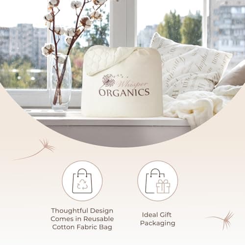 100% Cotton Organic Mattress Pad - Breathable & Cooling Mattress Protector Full Size - Premium 300GSM Quilted and Noiseless Machine Washable Organic Mattress Protector (Ivory, Full) 6