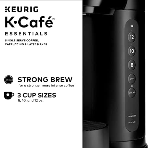 K-Cafe Essentials Single Serve K-Cup Pod Coffee, Latte and Cappuccino Maker, Black 10