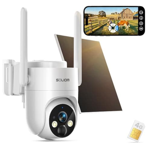 SOLIOM 4G LTE Cellular Security Camera, No WiFi Security Camera for Remote Areas, Solar Powered Wireless Outdoor Camera, 2K Color Night Vision, 360° Pan & Tilt, PIR Motion Detection, Off-Grid S90