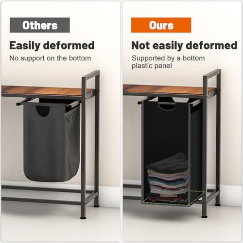 Sonharlar Laundry Hamper, Laundry Sorter with 3 Pull-Out Removable Oxford Fabric Bags Cloth Laundry Basket 3 x 10 Gallons (Black and Rustic Brown) 6