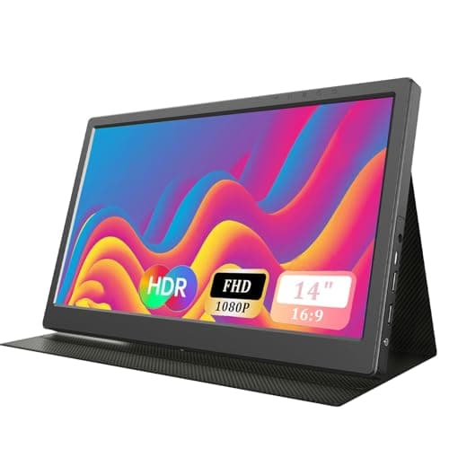 BOLEVIC 14inch Computer Portable Monitor, 1080P FHD USB-C, Double HDMI 1920x1080 IPS Monitor with Audio Output for Raspberry Pi Laptop PC MAC Phone PS4 Xbox Switch