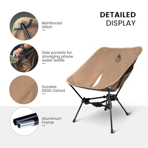 ONETIGRIS Tigerblade Camping Chair, Lightweight Folding Backpacking Hiking Chair, Compact Portable 330 lbs Capacity 6